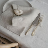 Shell Embroidered Linen Napkins - Set of 4