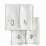 Shell Embroidered Linen Napkins - Set of 4