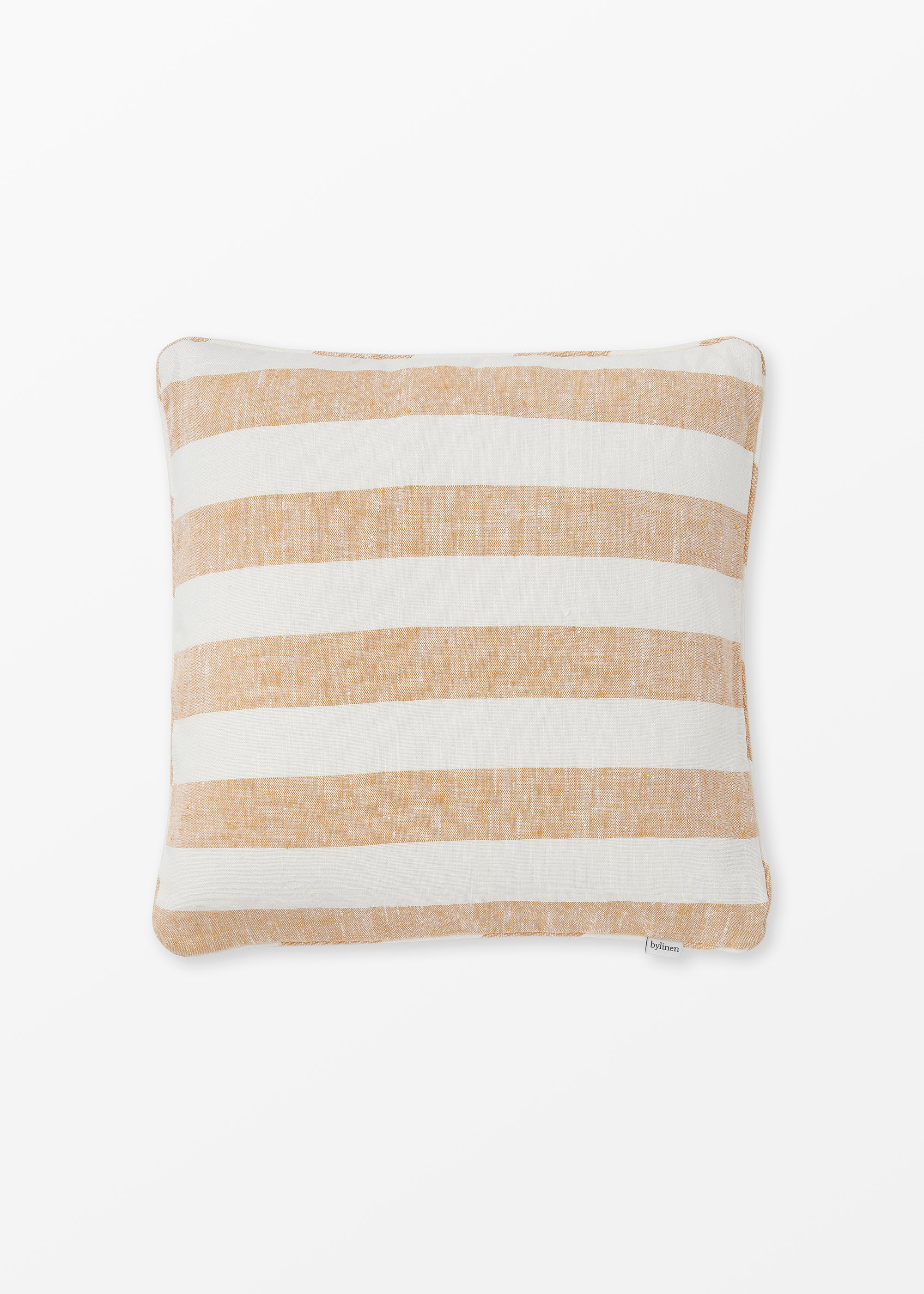 Yellow striped linen cushion cover