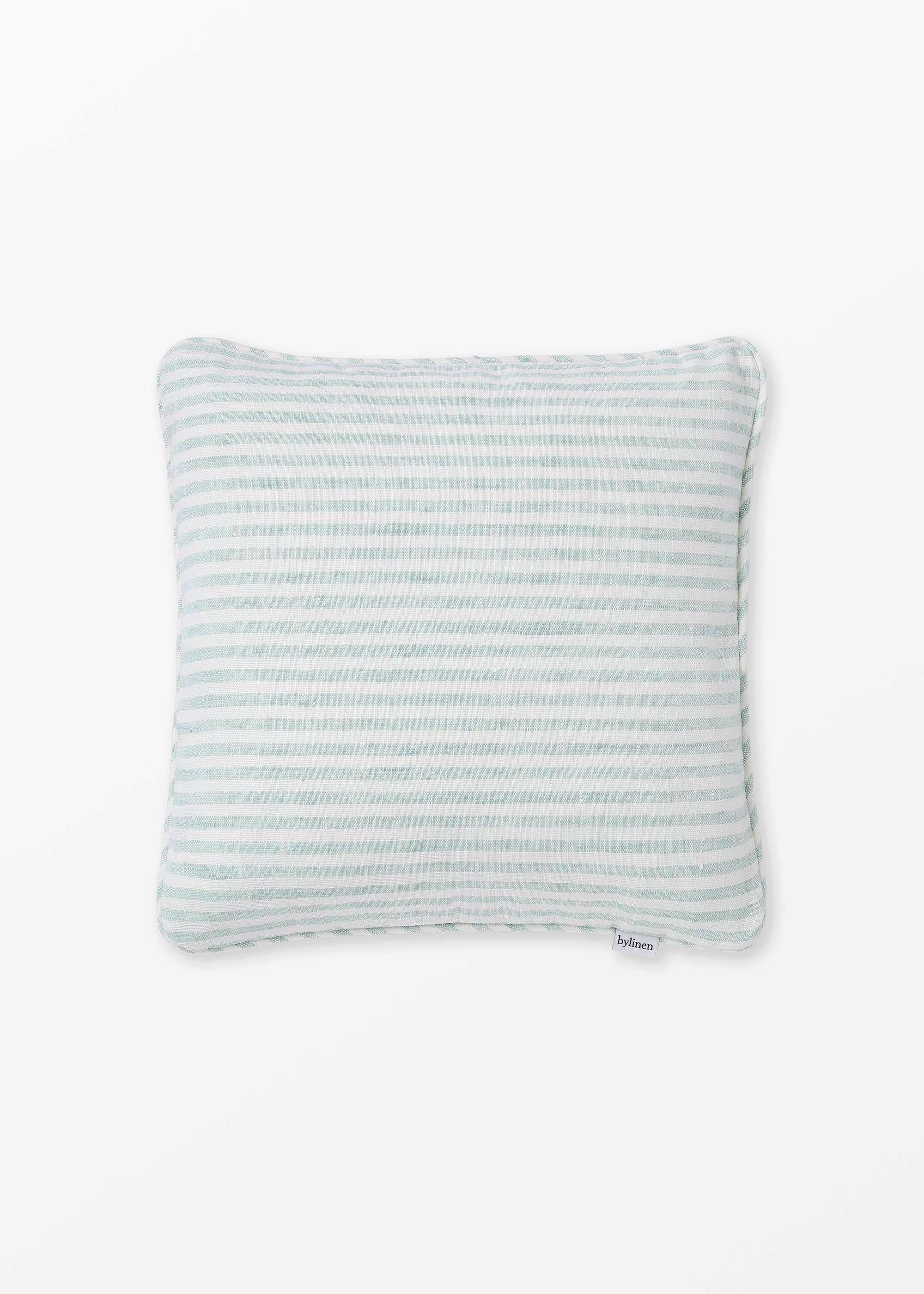 Turquoise striped linen cushion cover