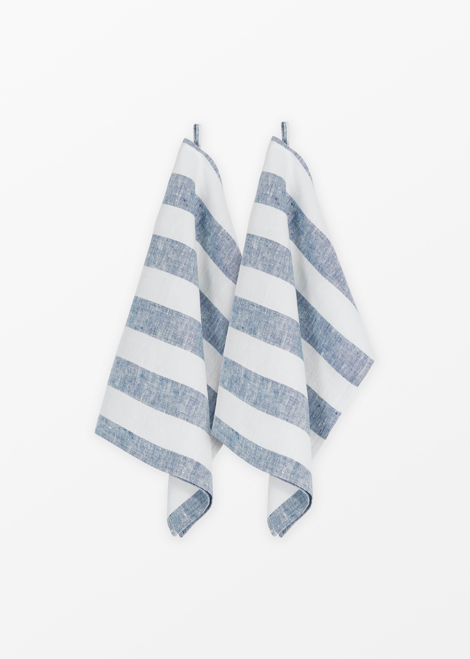 Blue striped linen towels